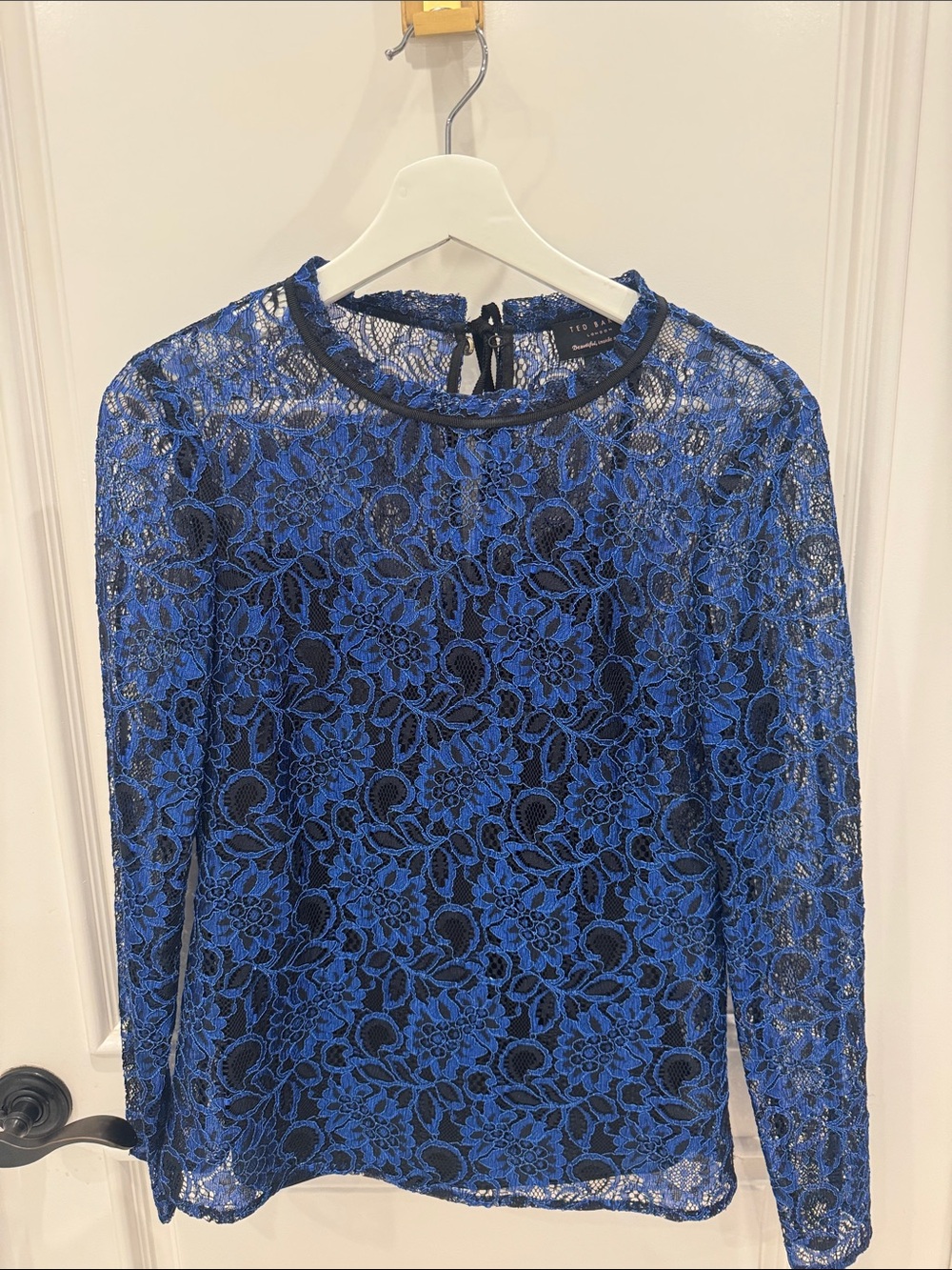 Ted Baker London Royal Blue Lace Long-Sleeve Top